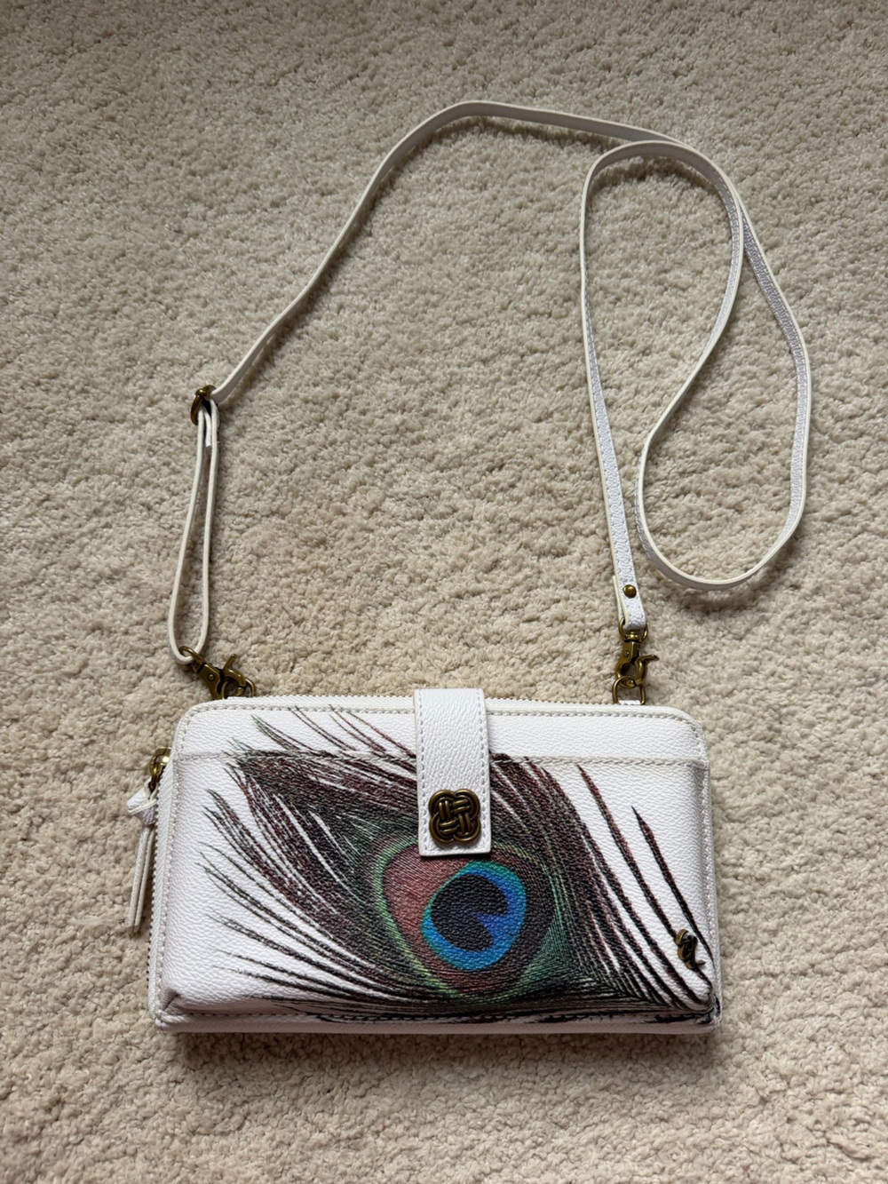 Elliott Lucca Hand Painted Leather Peacock Feather
Crossbody Clutch